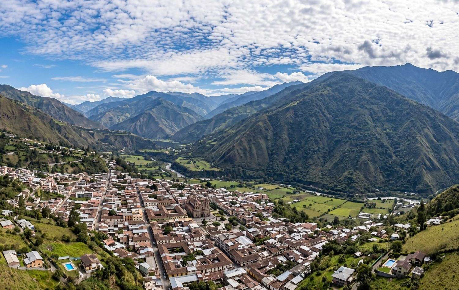 Aerial View Of Banos De Agua Santa