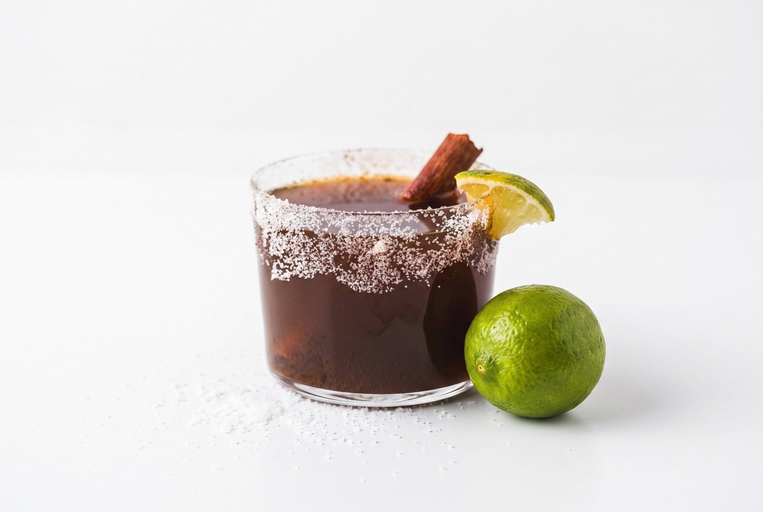 Canelazo in a glass on a white background
