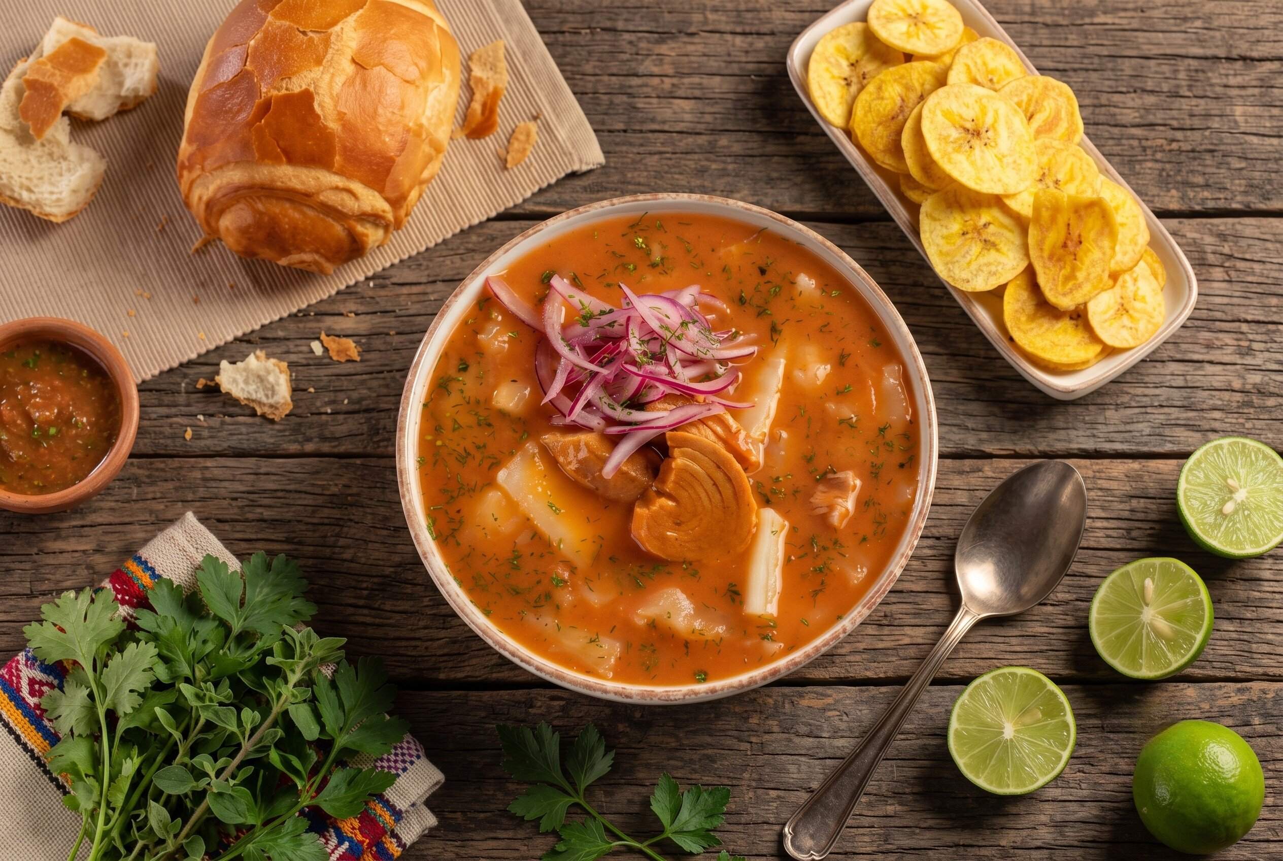 Encebollado served in a bowl