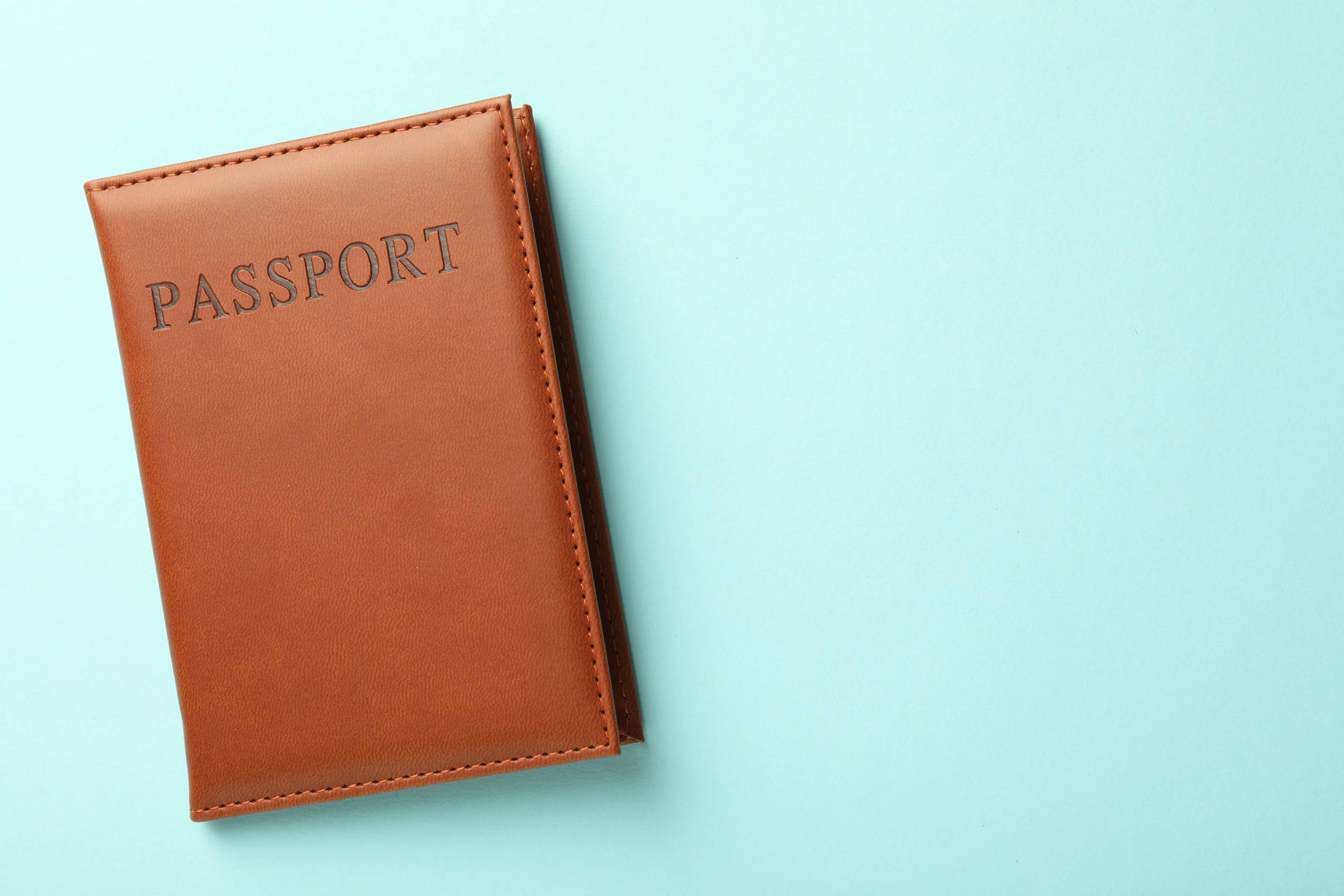 Passport On A Light Blue Background