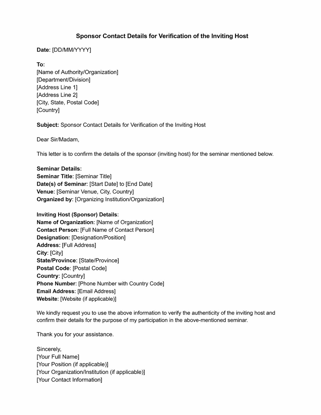 Sponsor Contact Details